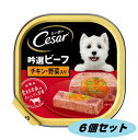 シーザー 吟選ビーフ チキン・野菜入り ふわふわローフタイプ 100g 6個セット 4902397790129-6 ドッグフード 成犬