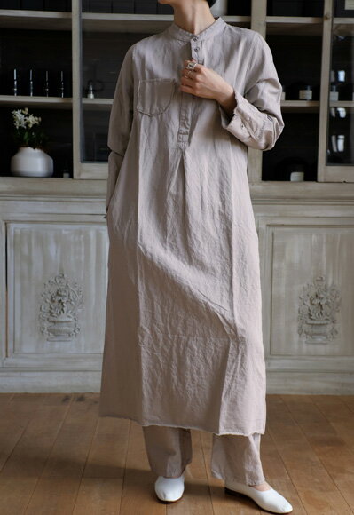 【アウトレット】KristenseN DU NORD COTTON LINEN BAND COLLAR POCKET DRESS
