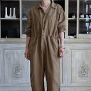 【SUMMER SALE】HTS 25SS COTTON LINEN PLAIN OVERDYE ONE-UP COLLAR OVERALLS【全2色】