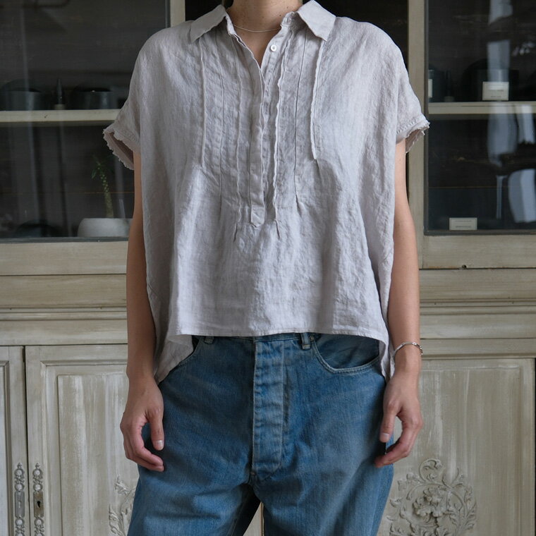KristenseN DU NORD 26SS LINEN Short Sleeve Drop shoulder top