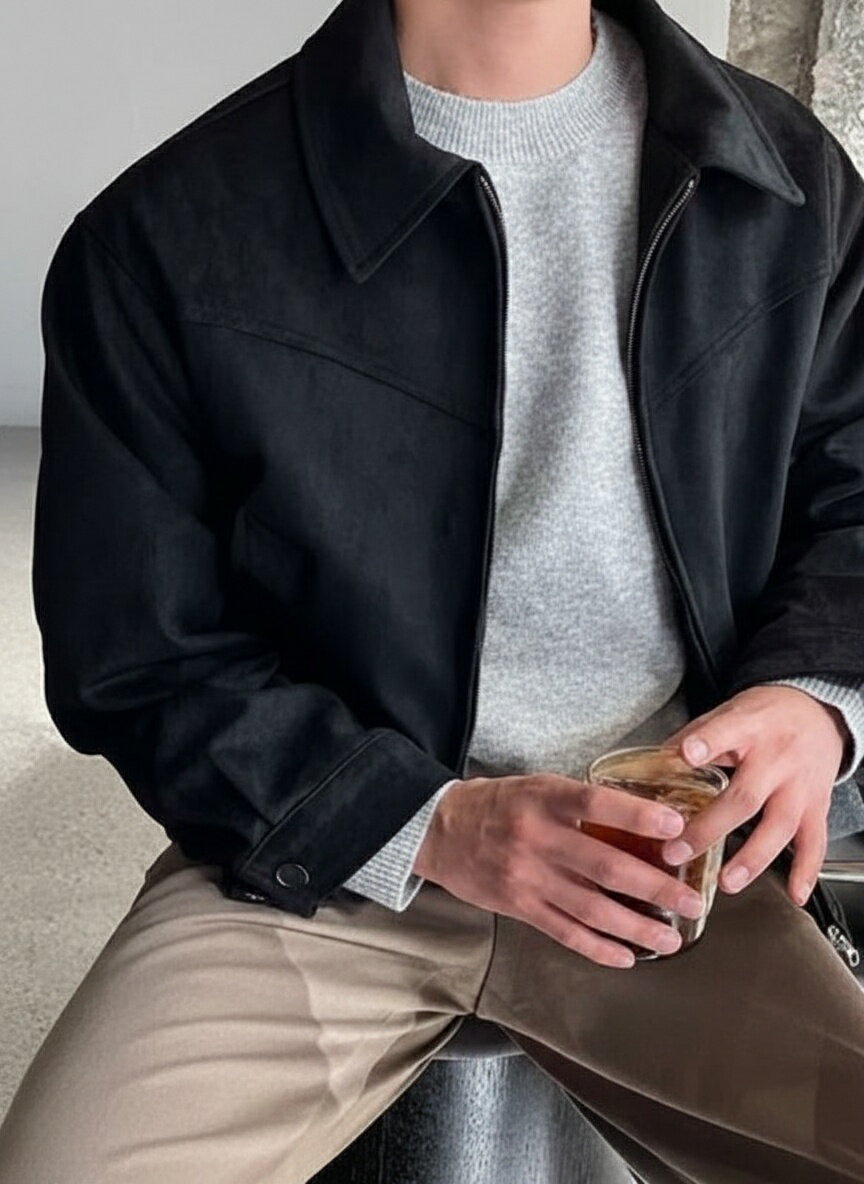 2025 スエード 毛皮 コート メンズ 級 ブラウン カジュアル ジャケット 春秋 動きやすい 薄 フードなし M L XL 2XL 3XL 4XL