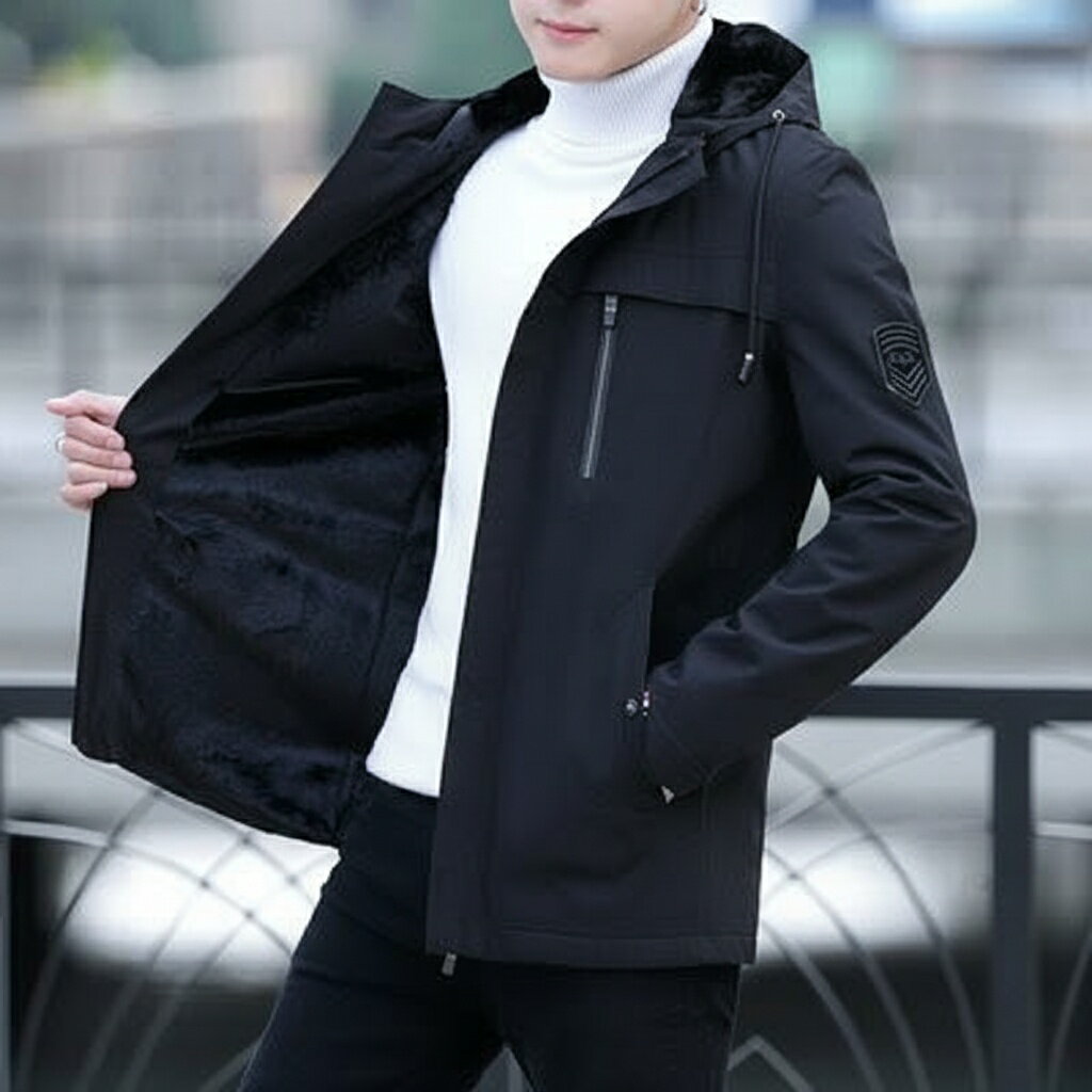 ジャケット 秋冬 ゆるい コート フード付き 防風 シンプル 日 ブラック ブルー M L XL 2XL 3XL 4XL 5XL..