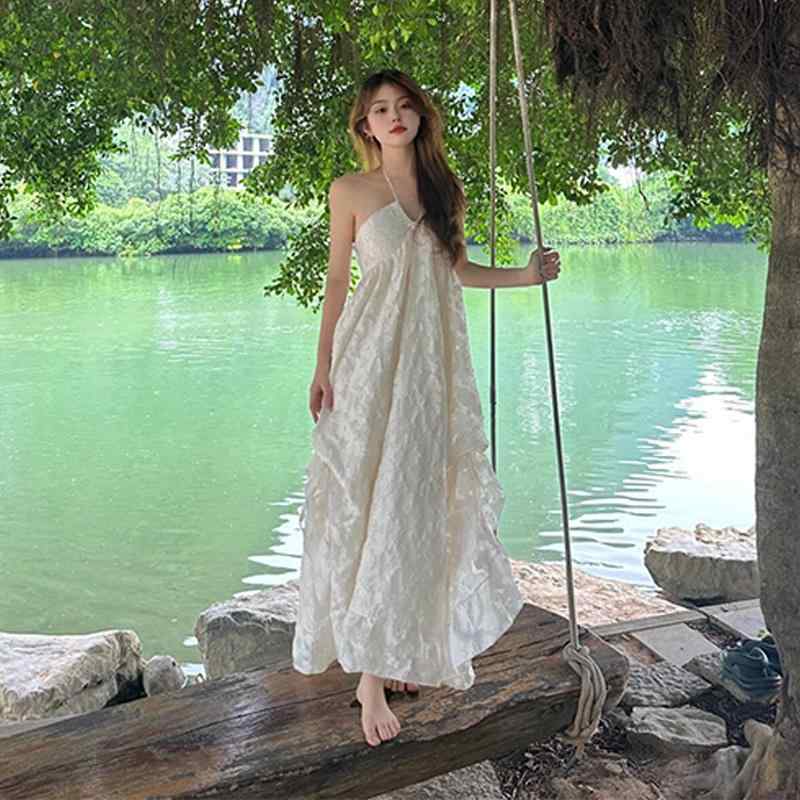 Other - 春 コーデ レディース ファッション オシャレ カワイイ シンプル きれいめ ナチュラル 上品カジュアル 婦人服 ホルターネック ドレス 海辺 バカンス バケーション ロング 旅行 衣装