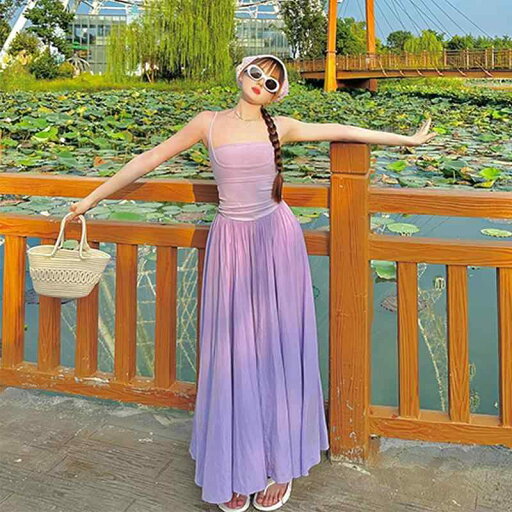 春 コーデ レディース ファッション オシャレ カワイイ シンプル きれいめ ナチュラル 上品カジュアル 婦人服 フレンチ パープル ワンピース ドレス 夏 スカート ハイエンド ロング 春 コーデ レディース ファッション オシャレ カワイイ シンプル きれいめ ナチュラル 上品カジュアル 婦人服 フレンチ パープル ワンピース ドレス 夏 スカート ハイエンド ロング