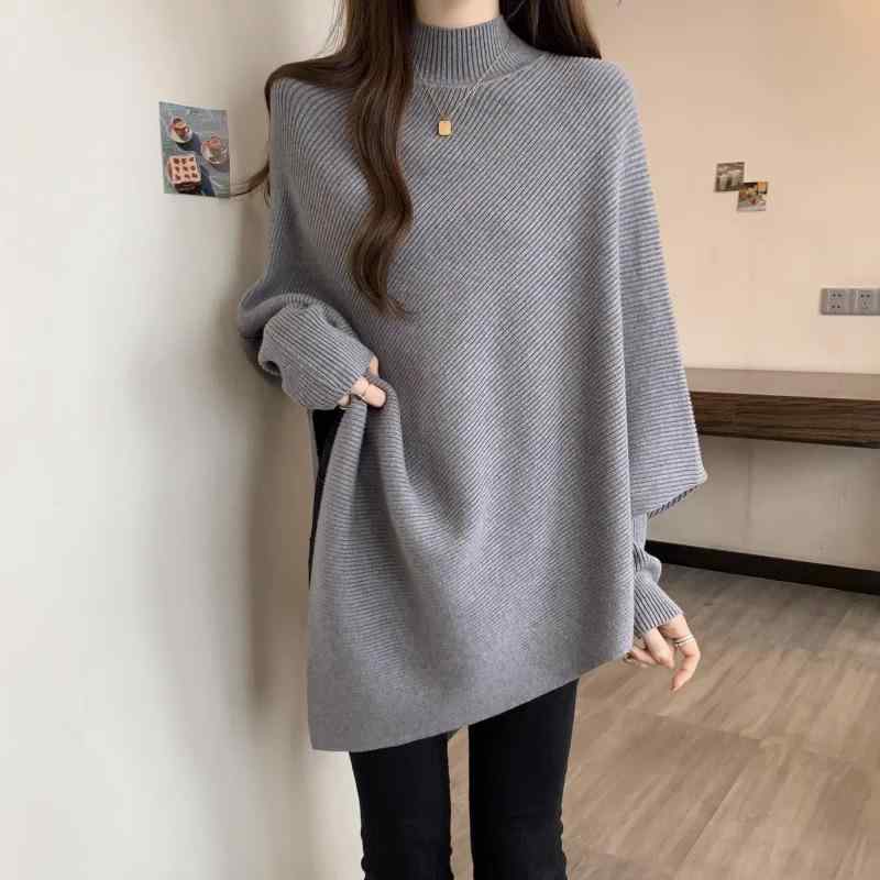 春 コーデ レディース ファッション オシャレ カワイイ シンプル きれいめ ナチュラル 上品カジュアル 婦人服 ハーフ タートルネック セーター 大きいサイズ スリム カバー ゆったり ミドル丈 トップス