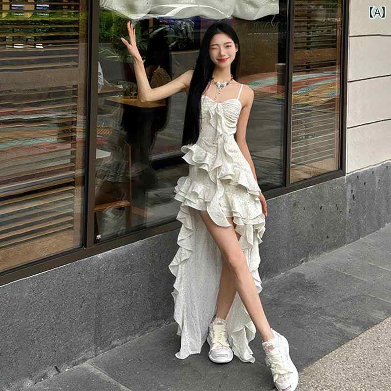 春 コーデ レディース ファッション オシャレ カワイイ シンプル きれいめ ナチュラル 上品カジュアル 婦人服 フリル ワンピース ドレス 夏 ミドル丈 スカート