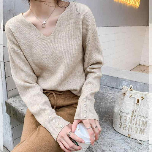 春 コーデ レディース ファッション オシャレ カワイイ シンプル きれいめ ナチュラル 上品カジュアル 婦人服 セーター Vネック ニット シャツ フレンチ トップス 春 コーデ レディース ファッション オシャレ カワイイ シンプル きれいめ ナチュラル 上品カジュアル 婦人服 セーター Vネック ニット シャツ フレンチ トップス