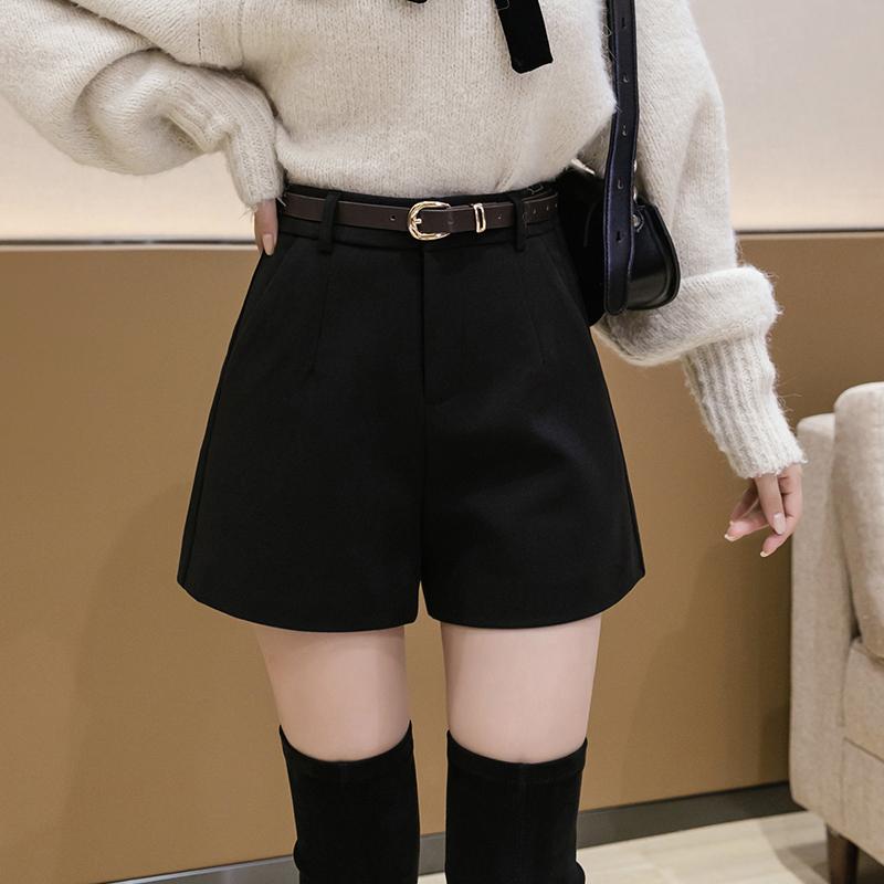 春 コーデ レディース ファッション オシャレ カワイイ シンプル きれいめ ナチュラル 上品カジュアル 婦人服 黒 ウール パンツ アウター ズボン ハイウエスト スリム Aライン ワイドレッグ