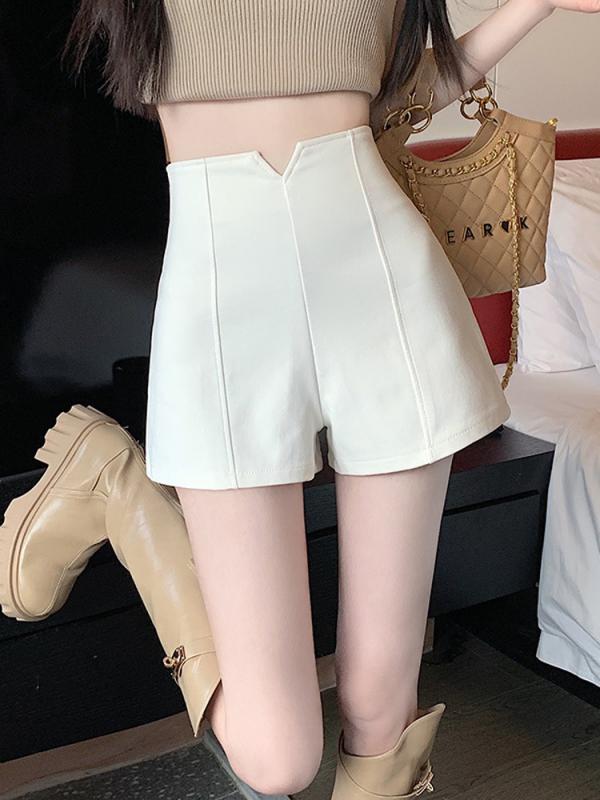 春 コーデ レディース ファッション オシャレ カワイイ シンプル きれいめ ナチュラル 上品カジュアル 婦人服 白 スーツ パンツ 夏 薄手 ハイウエスト タイト ストレッチ Aライン(4)