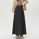 春 コーデ レディース ファッション オシャレ カワイイ シンプル きれいめ ナチュラル 上品カジュアル 婦人服 ハイエンド グレー ウール スーツ プリーツスカート ハイウエスト スリム Aライン アンブレラ スカート ロング 裾