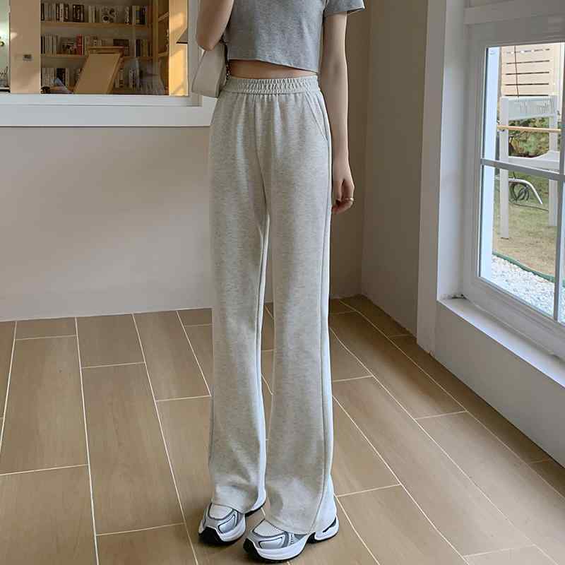 乐天商城 - 春 コーデ レディース ファッション オシャレ カワイイ シンプル きれいめ ナチュラル 上品カジュアル 婦人服 白 グレー フレアパンツ 薄手 ハイウエスト ワイド パンツ カジュアル スポーツ