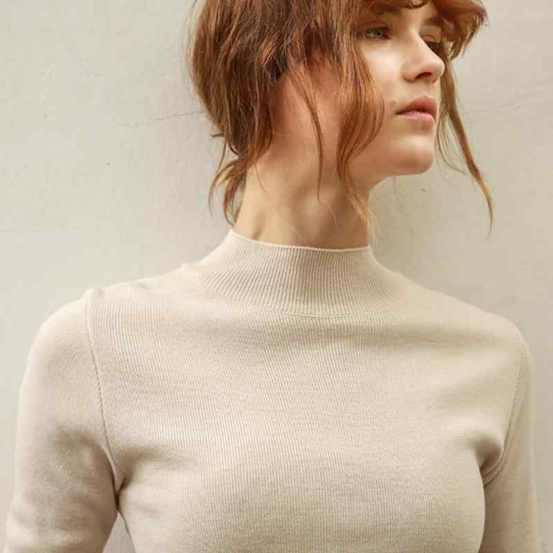 春 コーデ レディース ファッション オシャレ カワイイ シンプル きれいめ ナチュラル 上品カジュアル 婦人服 ハーフ タートルネックシャツ トップス スリムフィット インナー ニット セーター 黒 ミッド カラー