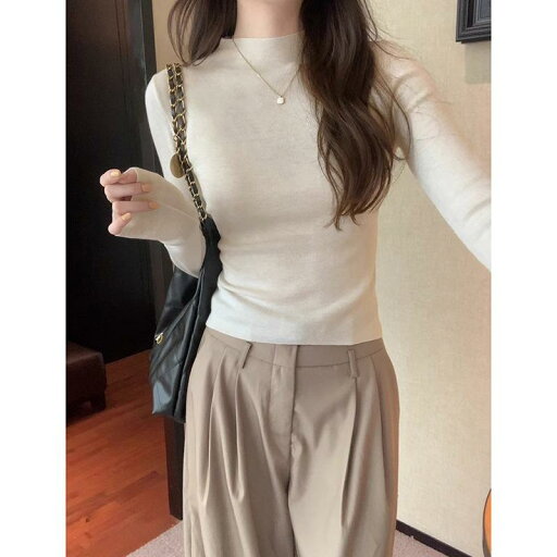 春 コーデ レディース ファッション オシャレ カワイイ シンプル きれいめ ナチュラル 上品カジュアル 婦人服 ハーフ タートル カラー セーター シャツ タイト ストレッチ ミッド トップス 春 コーデ レディース ファッション オシャレ カワイイ シンプル きれいめ ナチュラル 上品カジュアル 婦人服 ハーフ タートル カラー セーター シャツ タイト ストレッチ ミッド トップス