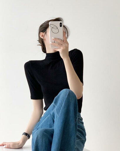 春 コーデ レディース ファッション オシャレ カワイイ シンプル きれいめ ナチュラル 上品カジュアル 婦人服 黒 半袖 ハーフ タートルネック セーター ストレッチ インナー レイヤリング 薄手 トップス 春 コーデ レディース ファッション オシャレ カワイイ シンプル きれいめ ナチュラル 上品カジュアル 婦人服 黒 半袖 ハーフ タートルネック セーター ストレッチ インナー レイヤリング 薄手 トップス