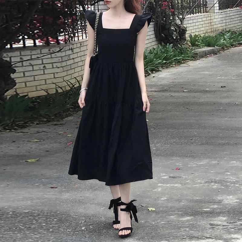 春 コーデ レディース ファッション オシャレ カワイイ シンプル きれいめ ナチュラル 上品カジュアル 婦人服 ブラック ドレス サマー ロング フレンチ スリム