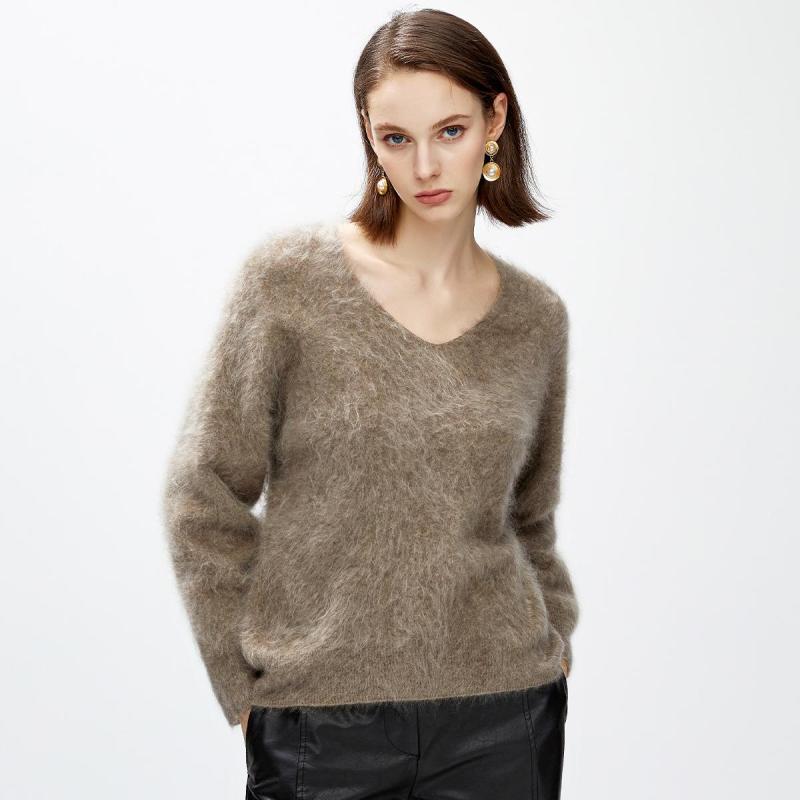 春 コーデ レディース ファッション オシャレ カワイイ シンプル きれいめ ナチュラル 上品カジュアル 婦人服 厚手 セーター Vネック プラッシュ ニット 快適