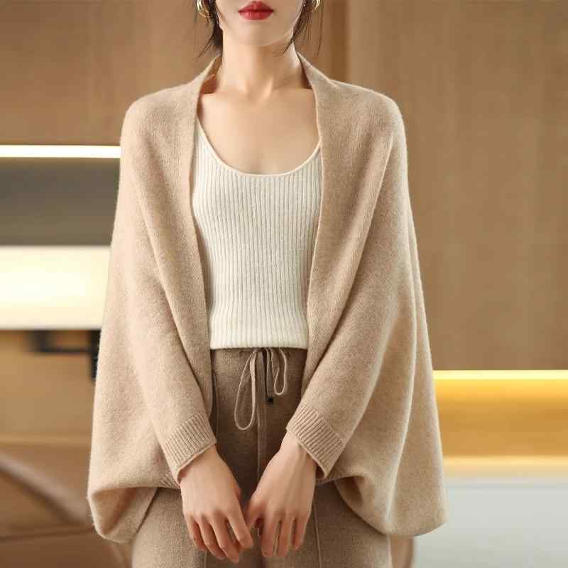 春 コーデ レディース ファッション オシャレ カワイイ シンプル きれいめ ナチュラル 上品カジュアル 婦人服 ウール ニット ストール 防寒 コート ハイエンド ケープ アウターウェア