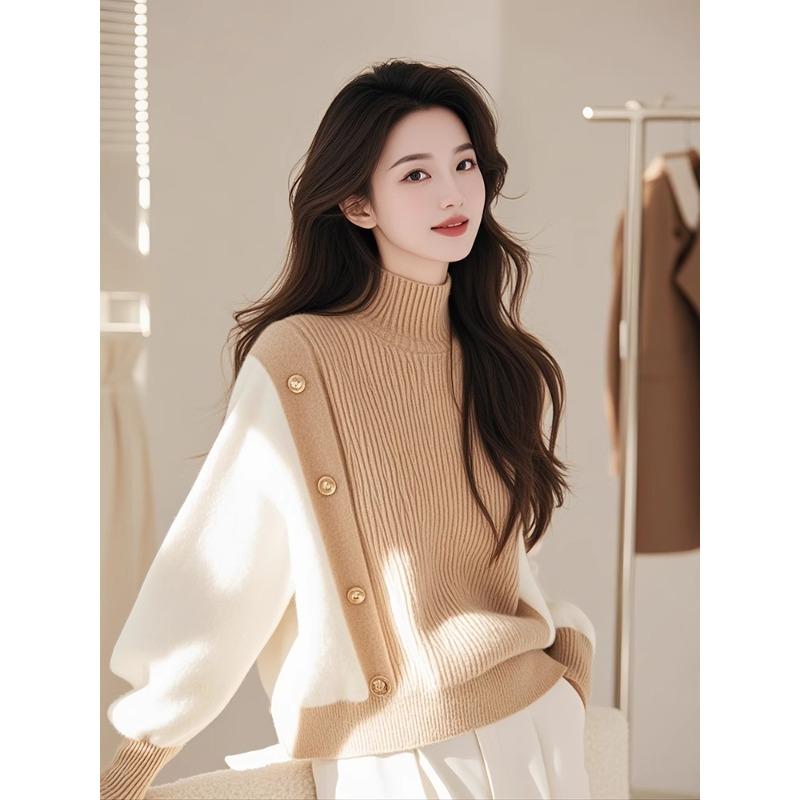 Turtleneck - 春 コーデ レディース ファッション オシャレ カワイイ シンプル きれいめ ナチュラル 上品カジュアル 婦人服 ハイエンド タートルネック セーター 長袖 トップス
