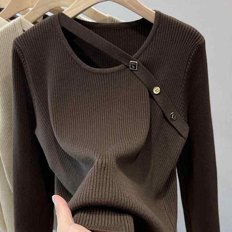 春 コーデ レディース ファッション オシャレ カワイイ シンプル きれいめ ナチュラル 上品カジュアル 婦人服 ニット レイヤリング シャツ インナー セーター シック トップス