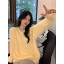 春 コーデ レディース ファッション オシャレ カワイイ シンプル きれいめ ナチュラル 上品カジュアル 婦人服 ミルキー イエロー ベルベット セーター 柔ら...