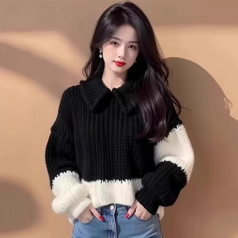 春 コーデ レディース ファッション オシャレ カワイイ シンプル きれいめ ナチュラル 上品カジュアル 婦人服 ポロ セーター インナー 厚手 ゆったり ボトムス ニット
