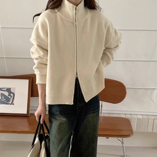 春 コーデ レディース ファッション オシャレ カワイイ シンプル きれいめ ナチュラル 上品カジュアル 婦人服 スタンドカラー ダブル ジッパー ニット カーディガン ゆったり 無地 ハイエンド セーター ジャケット 春 コーデ レディース ファッション オシャレ カワイイ シンプル きれいめ ナチュラル 上品カジュアル 婦人服 スタンドカラー ダブル ジッパー ニット カーディガン ゆったり 無地 ハイエンド セーター ジャケット