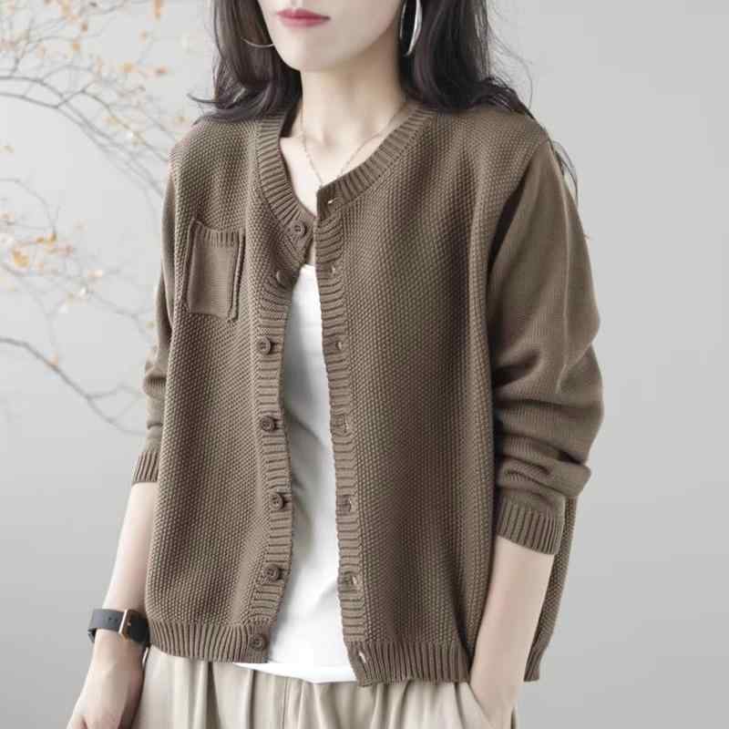 Other - 春 コーデ レディース ファッション オシャレ カワイイ シンプル きれいめ ナチュラル 上品カジュアル 婦人服 ゆったり 無地 ラウンドネック スリム 通勤ウェア ニット セーター カーディガン ジャケット