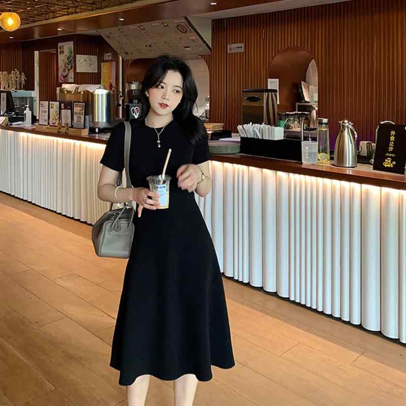 乐天商城 - 春 コーデ レディース ファッション オシャレ カワイイ シンプル きれいめ ナチュラル 上品カジュアル 婦人服 アセテート ブラック ドレス 夏 スリム ラウンドネック Vネック ハイウエスト
