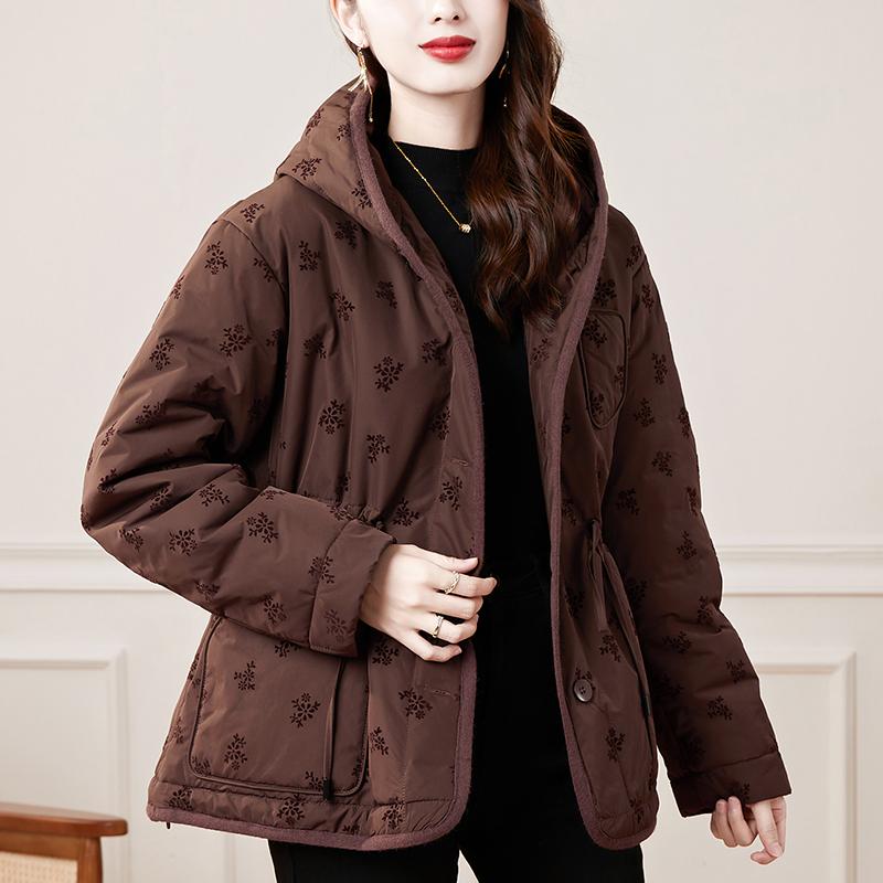 春 コーデ レディース ファッション オシャレ カワイイ シンプル きれいめ ナチュラル 上品カジュアル 婦人服 フード付き ジャケット ジャカード カジュアル コットンコート トップス