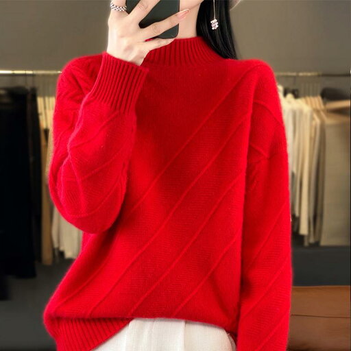 春 コーデ レディース ファッション オシャレ カワイイ シンプル きれいめ ナチュラル 上品カジュアル 婦人服 ハーフ タートルネック 赤 セーター ウール ニット ボトム 春 コーデ レディース ファッション オシャレ カワイイ シンプル きれいめ ナチュラル 上品カジュアル 婦人服 ハーフ タートルネック 赤 セーター ウール ニット ボトム