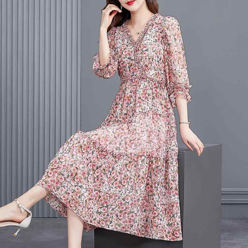 春 コーデ レディース ファッション オシャレ カワイイ シンプル きれいめ ナチュラル 上品カジュアル 婦人服 ドレス 夏 ハイエンド ピンク 花柄 スカート