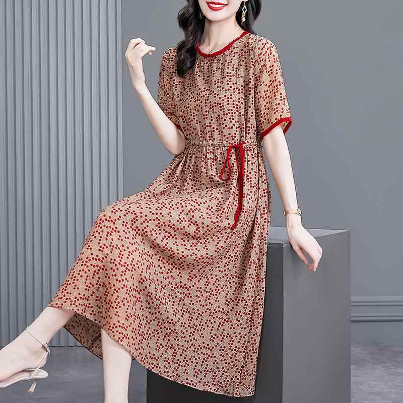 春 コーデ レディース ファッション オシャレ カワイイ シンプル きれいめ ナチュラル 上品カジュアル 婦人服 ハイエンド ドレス 夏 大きいサイズ シック 赤 ロング スカート