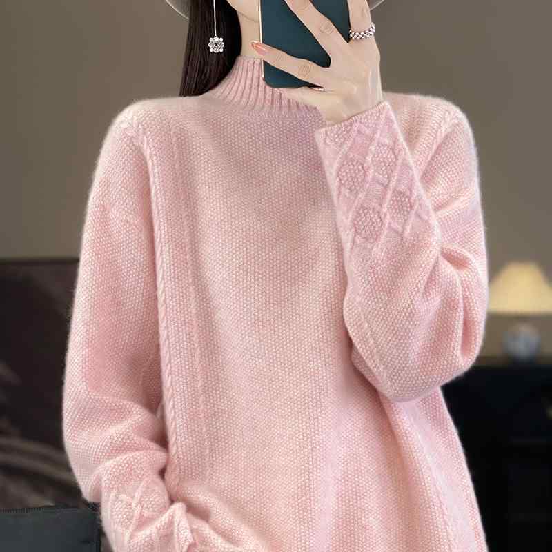 Three-Quarter Knit - 春 コーデ レディース ファッション オシャレ カワイイ シンプル きれいめ ナチュラル 上品カジュアル 婦人服 ハーフ タートルネック セーター ゆったり スリム レイヤリング シャツ ニット トップス