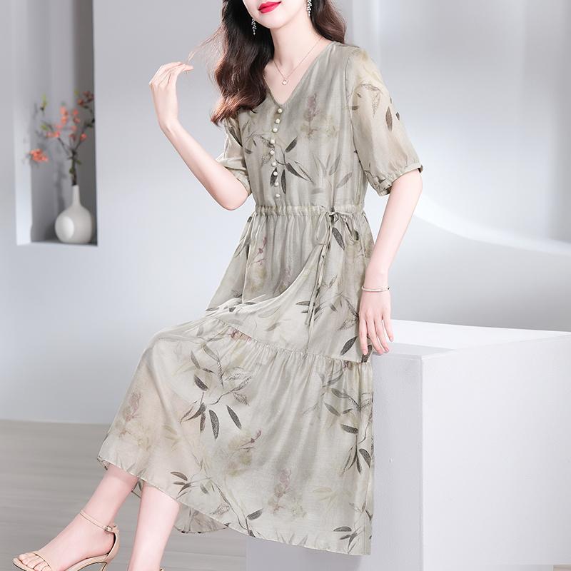 春 コーデ レディース ファッション オシャレ カワイイ シンプル きれいめ ナチュラル 上品カジュアル 婦人服 ドレス ハイエンド 夏 テンセル スカート