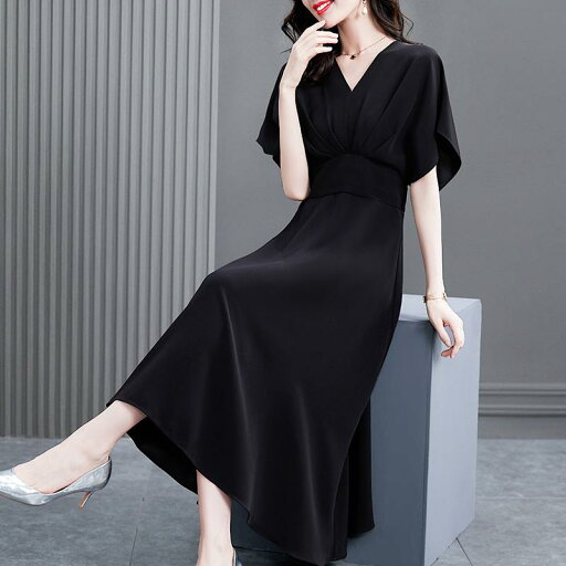 春 コーデ レディース ファッション オシャレ カワイイ シンプル きれいめ ナチュラル 上品カジュアル 婦人服 ハイエンド アセテート ドレス 夏 ブラック ビッグ ロング スカート Aライン 春 コーデ レディース ファッション オシャレ カワイイ シンプル きれいめ ナチュラル 上品カジュアル 婦人服 ハイエンド アセテート ドレス 夏 ブラック ビッグ ロング スカート Aライン