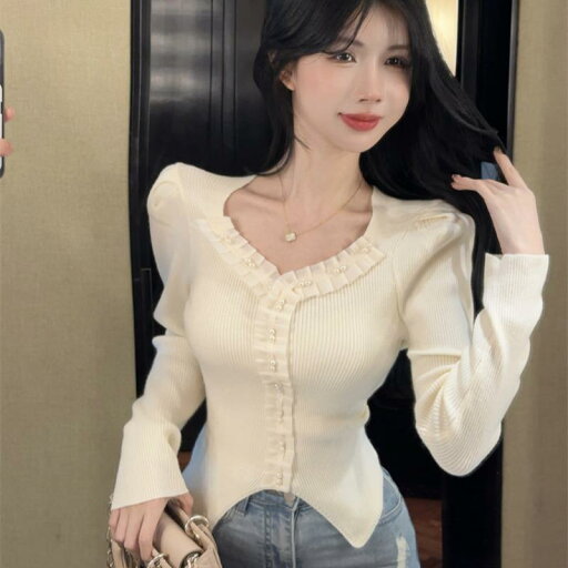 春 コーデ レディース ファッション オシャレ カワイイ シンプル きれいめ ナチュラル 上品カジュアル 婦人服 レース ステッチ ビーズ ハイエンド スリーブ ニット セーター 春 コーデ レディース ファッション オシャレ カワイイ シンプル きれいめ ナチュラル 上品カジュアル 婦人服 レース ステッチ ビーズ ハイエンド スリーブ ニット セーター
