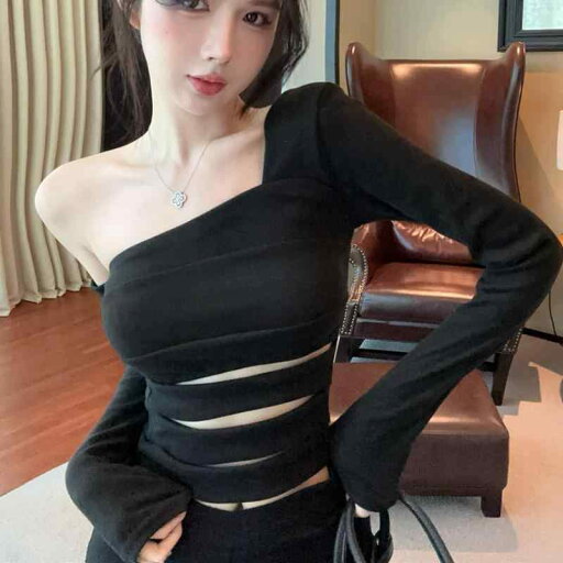 春 コーデ レディース ファッション オシャレ カワイイ シンプル きれいめ ナチュラル 上品カジュアル 婦人服 黒 ハイエンド 斜め襟 オフショルダー インナー セクシー レイヤリング シャツ 長袖 トップス T 春 コーデ レディース ファッション オシャレ カワイイ シンプル きれいめ ナチュラル 上品カジュアル 婦人服 黒 ハイエンド 斜め襟 オフショルダー インナー セクシー レイヤリング シャツ 長袖 トップス T