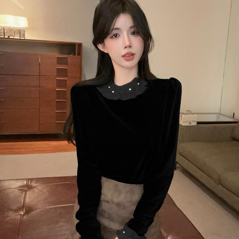 春 コーデ レディース ファッション オシャレ カワイイ シンプル きれいめ ナチュラル 上品カジュアル 婦人服 フレンチ 立体 花柄 パフスリーブ 長袖 ボトム Tシャツ スリムトップス