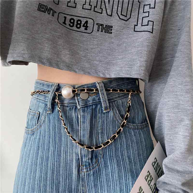 春 コーデ レディース ファッション オシャレ カワイイ シンプル きれいめ ナチュラル 上品カジュアル 婦人服 ハイエンド 装飾 マッチング スーツ スカート ウエスト チェーン 細い