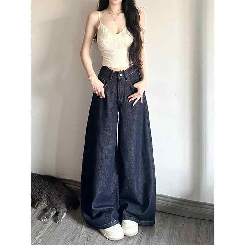 Other - 春 コーデ レディース ファッション オシャレ カワイイ シンプル きれいめ ナチュラル 上品カジュアル 婦人服 アメリカン クラシック ワイドレッグ ジーンズ 夏 ゆったり ロング パンツ スリムフィット ハイウエスト
