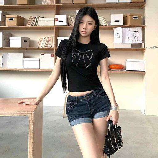 春 コーデ レディース ファッション オシャレ カワイイ シンプル きれいめ ナチュラル 上品カジュアル 婦人服 黒 半袖 Tシャツ リボン タイトフィット ストレート ショルダー トップス スリム 春 コーデ レディース ファッション オシャレ カワイイ シンプル きれいめ ナチュラル 上品カジュアル 婦人服 黒 半袖 Tシャツ リボン タイトフィット ストレート ショルダー トップス スリム