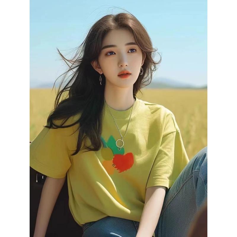 Other - 春 コーデ レディース ファッション オシャレ カワイイ シンプル きれいめ ナチュラル 上品カジュアル 婦人服 夏 プリント ストレート ショルダー 半袖 Tシャツ トップス