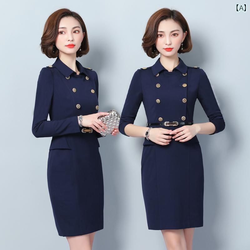 レディース ファッション オシャレ カワイイ 女性用 ドレス ワークウェア ダブルブレスト OL ウェア フォーマル 制服