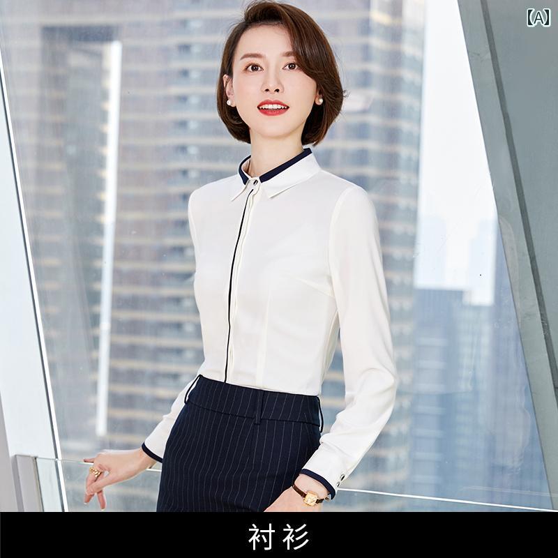 レディース ファッション オシャレ カワイイ 女性用 スーツ 春 フォーマル ストライプ スリム 韓国ファッション ダーク スーツ スカート ビジネス ワークウェアのサムネイル