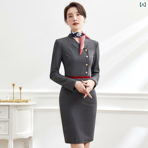 レディース ファッション オシャレ カワイイ 女性用 ビジネスウェア 長袖 ワンピース グレー 受付 ワークウェア レディース ファッション オシャレ カワイイ 女性用 ビジネスウェア 長袖 ワンピース グレー 受付 ワークウェア