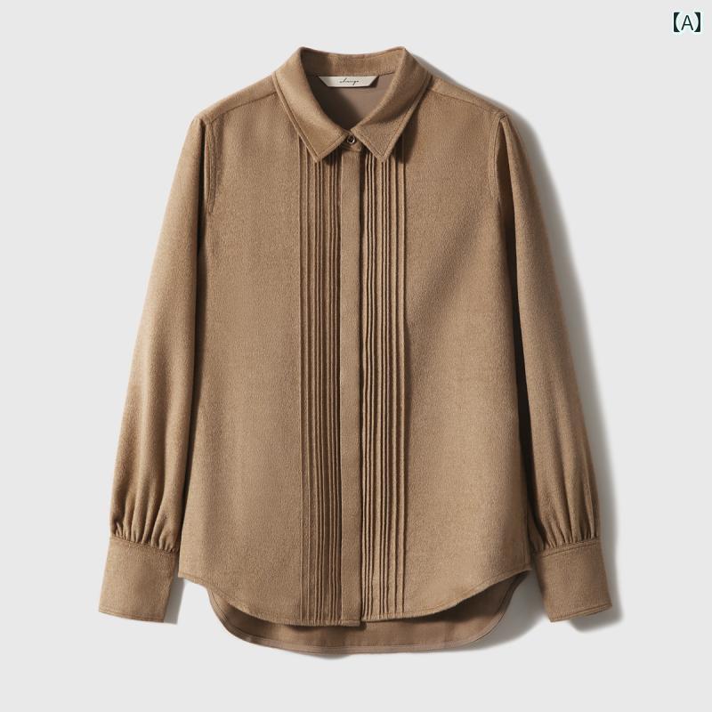 レディース ファッション オシャレ カワイイ 女性用 ラクダ毛 豪華 マルベリー シルク シャツ ベース ジャケットのサムネイル