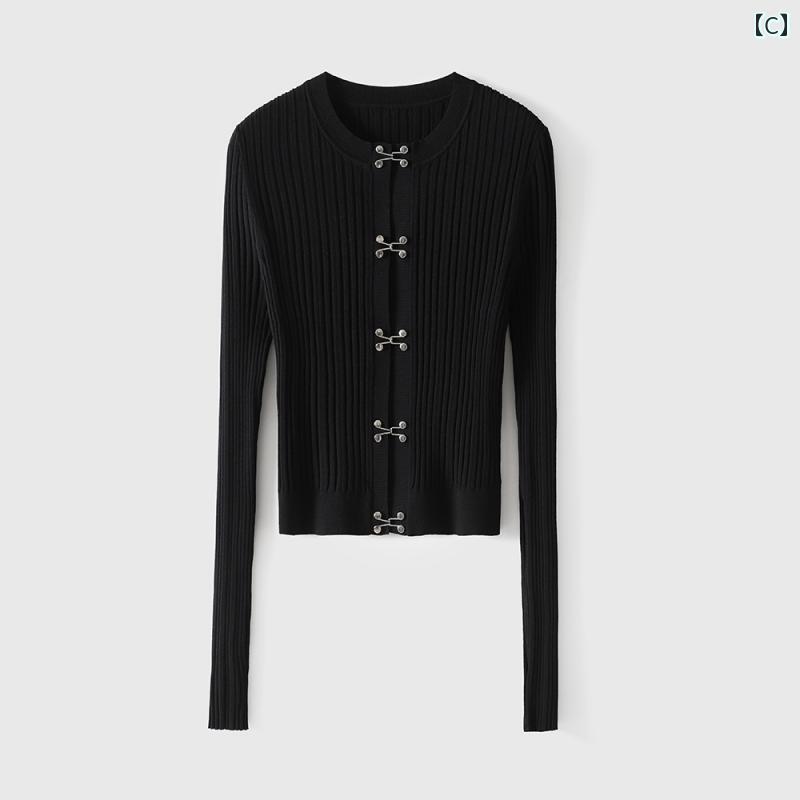 レディース ファッション オシャレ カワイイ 女性用 スタイル ハイパーボリック ピット ストリップ ショート ニットカーディガン