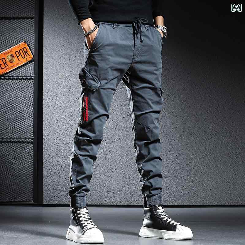 Skinney Pants - メンズ ファッション オシャレ 男性用 シンプル 大人 かっこいい カジュアル ストリート ヒップホップ HipHop 春 スリムフィット スポーツ ロング パンツ ピュアコットン パンツ