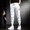 メンズ ファッション オシャレ 男性用 シンプル 大人 かっこいい カジュアル ストリート ヒップホップ HipHop 夏 薄氷 シルク パンツ 速乾 スポーツ パンツ 白 パンツ
