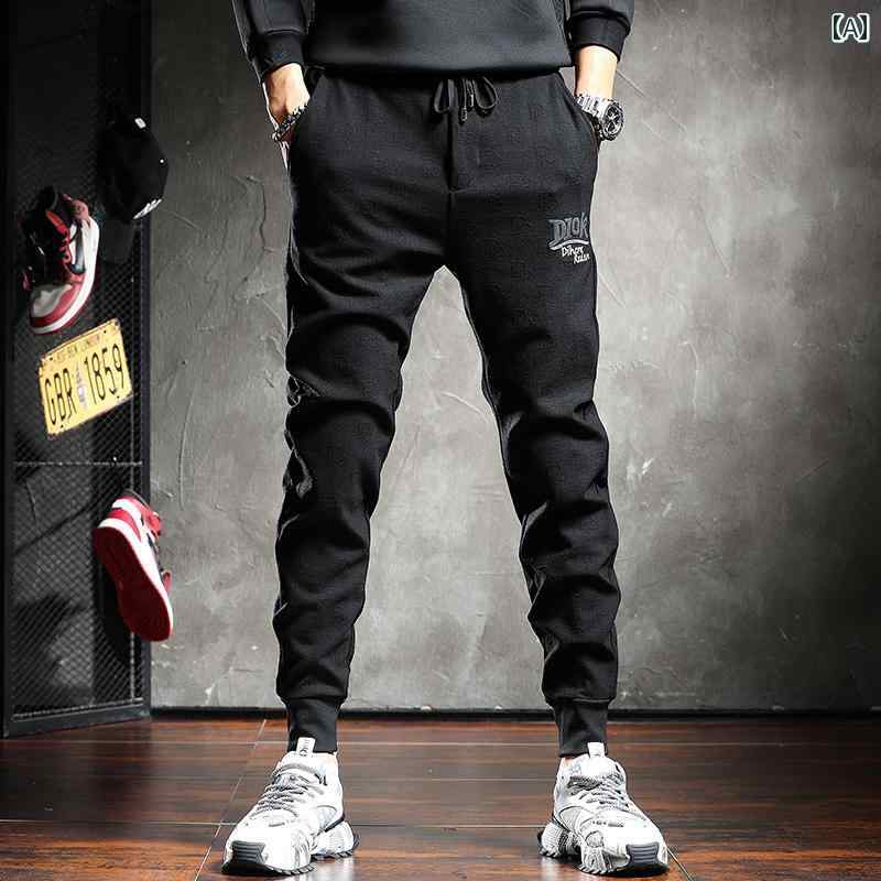 メンズ ファッション オシャレ 男性用 シンプル 大人 かっこいい カジュアル ストリート ヒップホップ HipHop パンツ スリムフィット パンツ ジャカード スポーツ パンツ